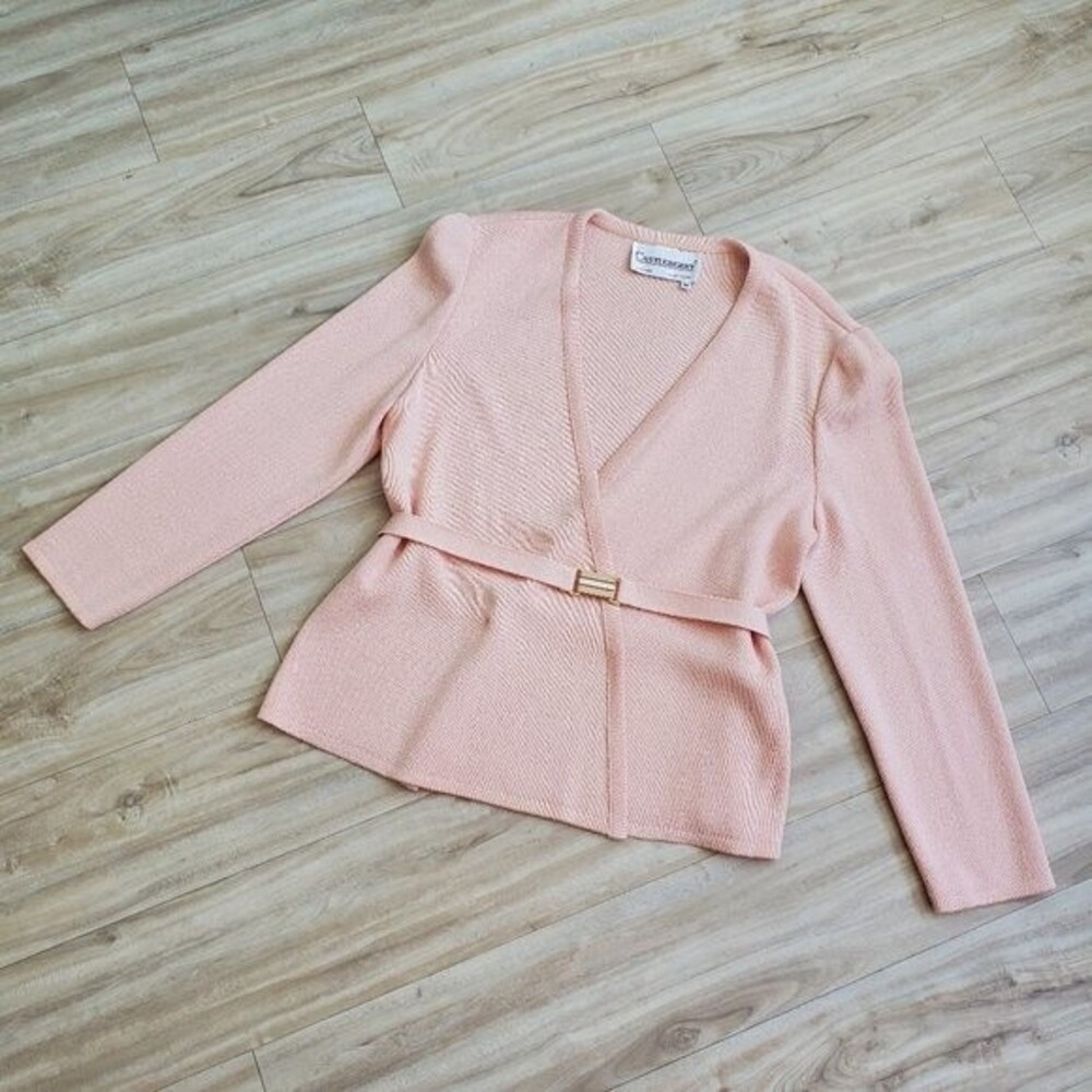 Vintage 80's Castleberry Pink Belted Cardigan